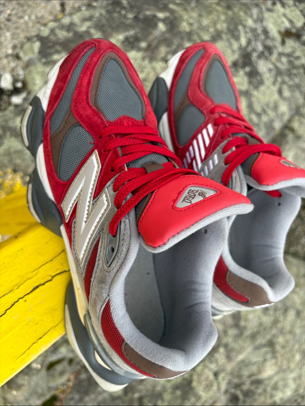 New Balance Kids Red and Gray 9060 Sneaker Pair - Picture 3 of 8